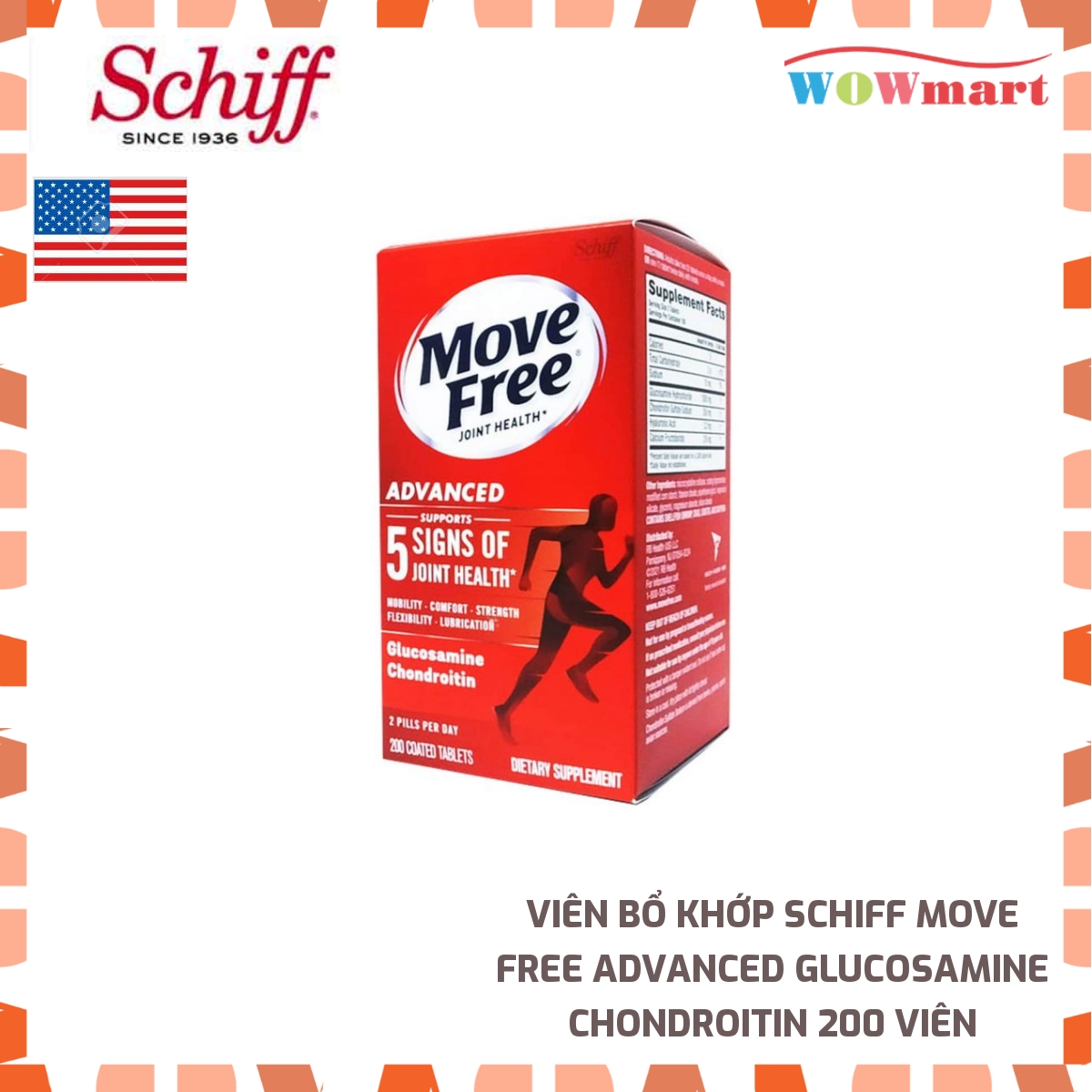 HCMViên bổ khớp Schiff Move Free Advanced Glucosamine Chondrotin 200 viên