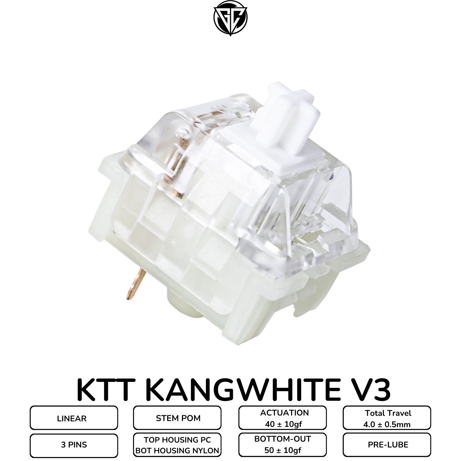 Kang White V3 | Switch KTT Kang White V3 Linear | Pre Lube | 3 Pin dùng cho bàn phím cơ