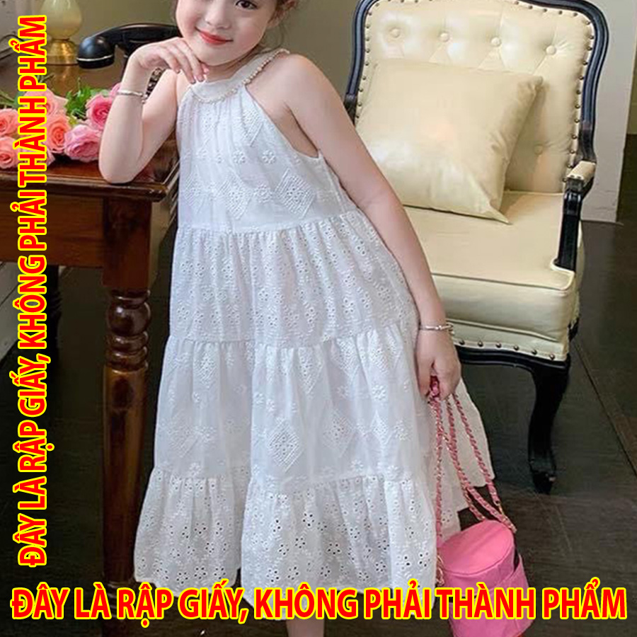 Rập giấy kr105 - đầm cổ yếm nhiều tầng