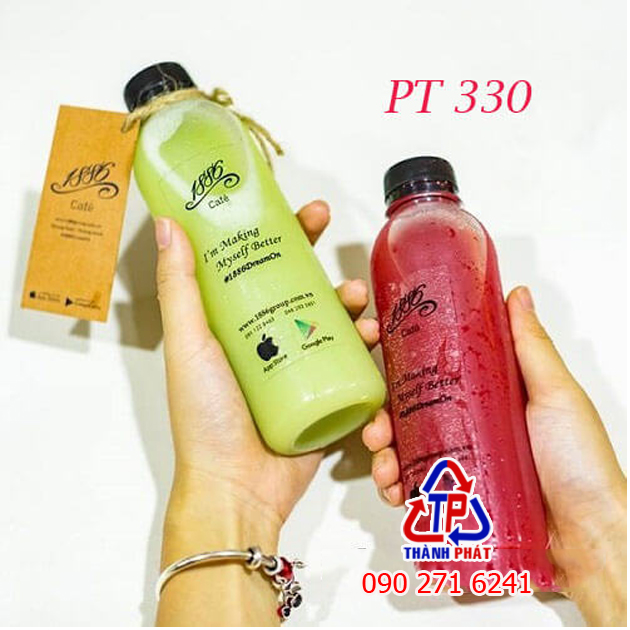 50 Chai nhựa tròn 330ml - chai tròn đựng trà sữa