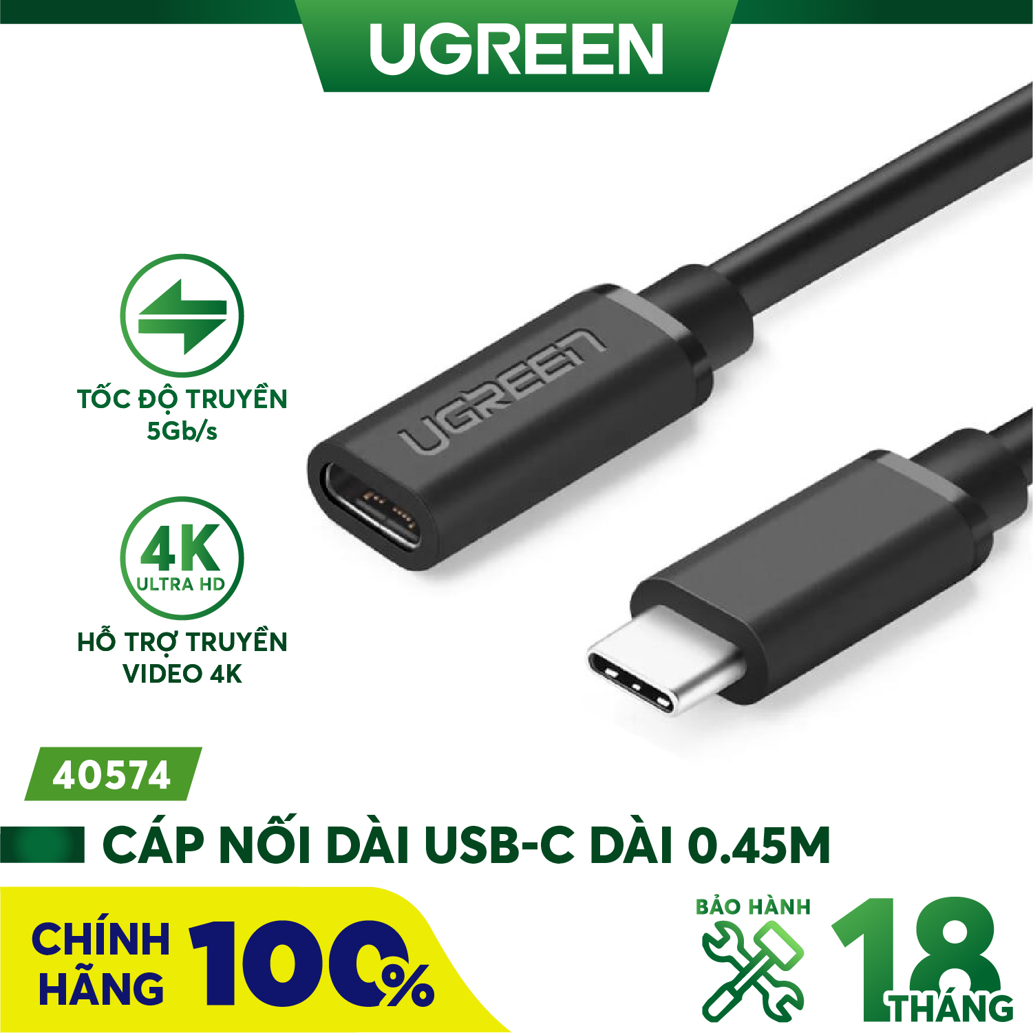 Cáp nối dài usb type-c dài 0,5m ugreen 40574 cao cấp
