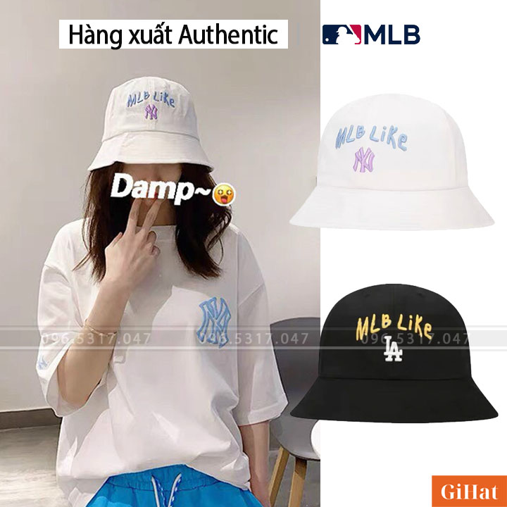 Nón la ny hàng nhập, chữ mlb like thêu tinh tế, mũ bucket ny la mlb phong cách hàn quốc đầy đủ tem