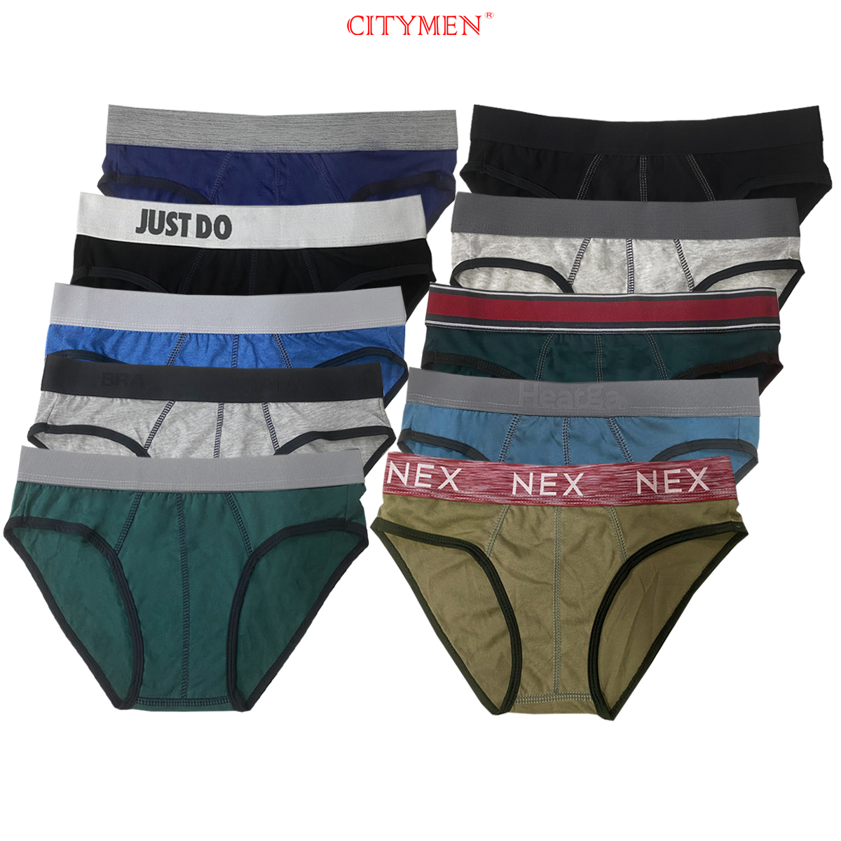 Bộ 10 Quần Lót Nam vải cotton 2 chiều co giãn nhiều lưng hiệu CITYMEN, màu ngẫu nhiên, đồ lót - CTLZ-MULTI2C