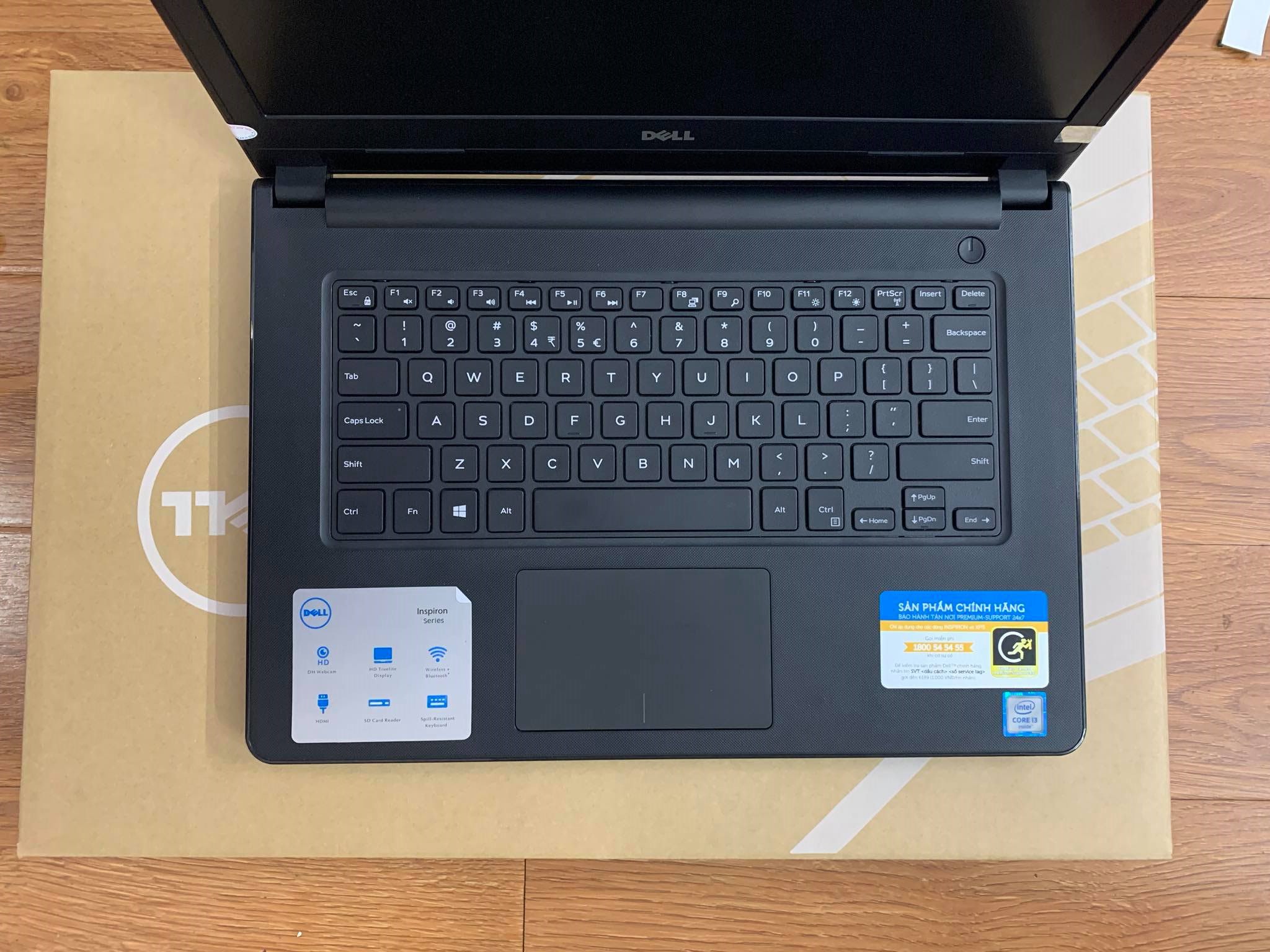 Laptop new fullbox -dell inspiron 3467 i3-6006u 4g ssd256 vga hd màn 14.0 màu đen - dell việt nam- tặng túi + chuột không dây