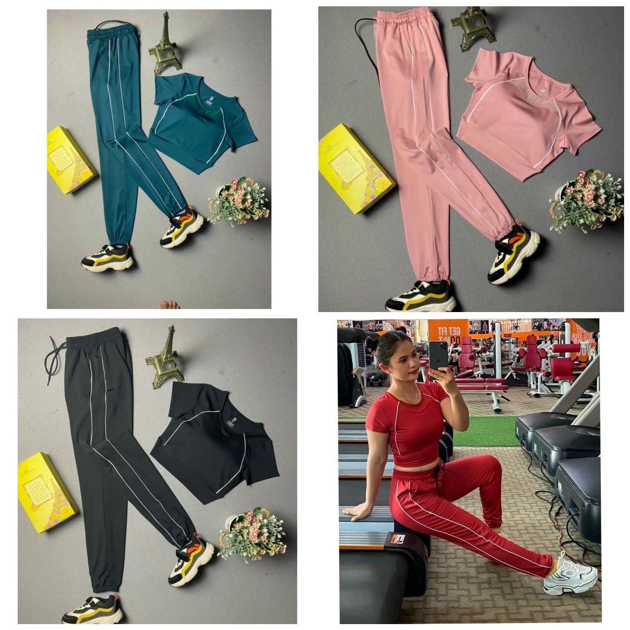 Sét bộ tập gym yoga thể thao erobic, đồ tập dài croptop chất co giãn