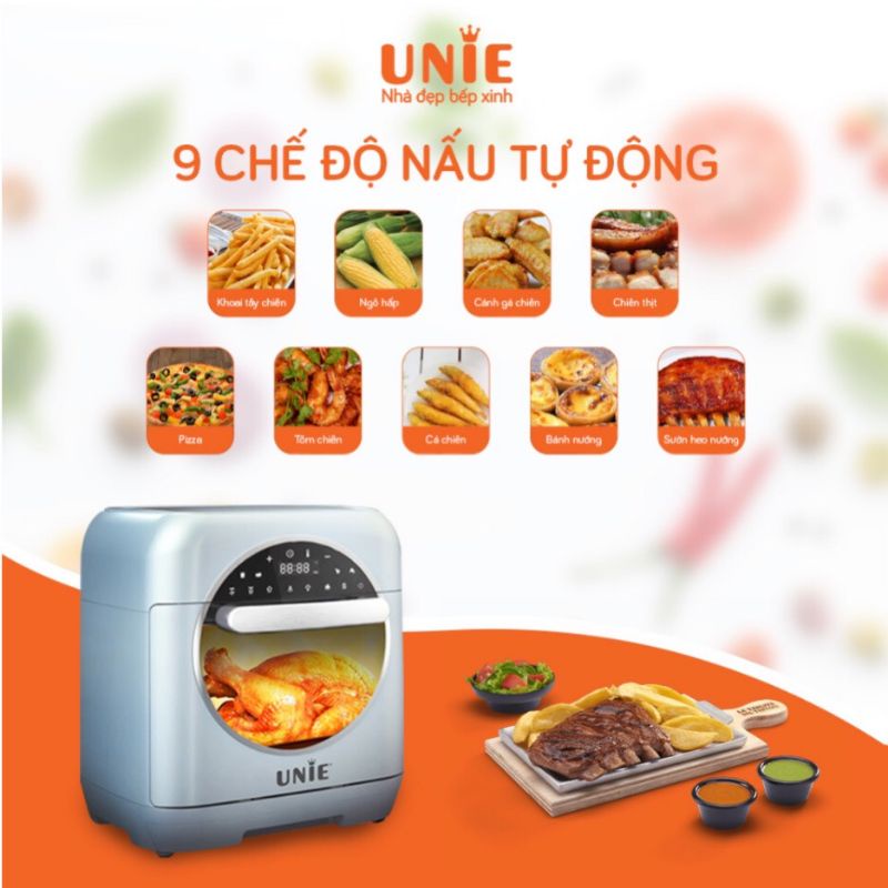 Nồi chiên không dầu đa năng unie steam color 15l chiên hấp thông minh 2 trong 1