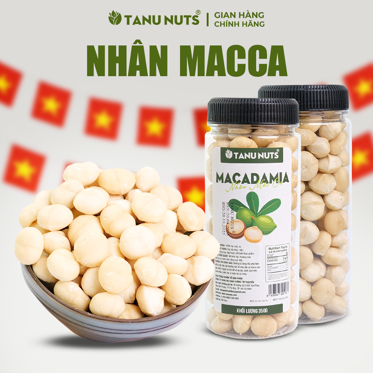 Hạt macca tách vỏ TANU NUTS nhân hạt mắc ca Tây Nguyên ngũ cốc dinh dưỡng cho mẹ bầu, bé.