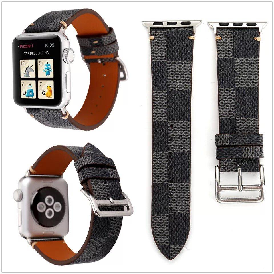 Dây đeo Apple Watch, Dây da LV cao cấp xanh 42mm