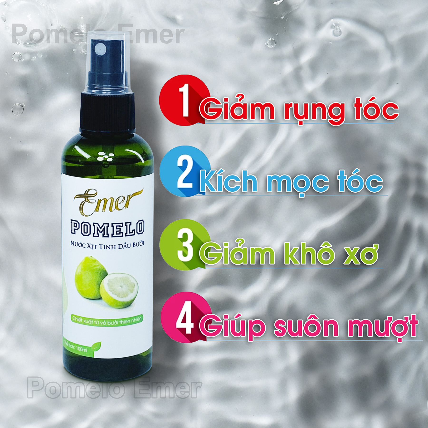 [HCM]Chai xịt tinh dầu bưởi kích mọc tóc giảm rụng tóc Pomelo Emer 100ml cho mái tóc dày và dài hơn gấp 2 đến 3 lần