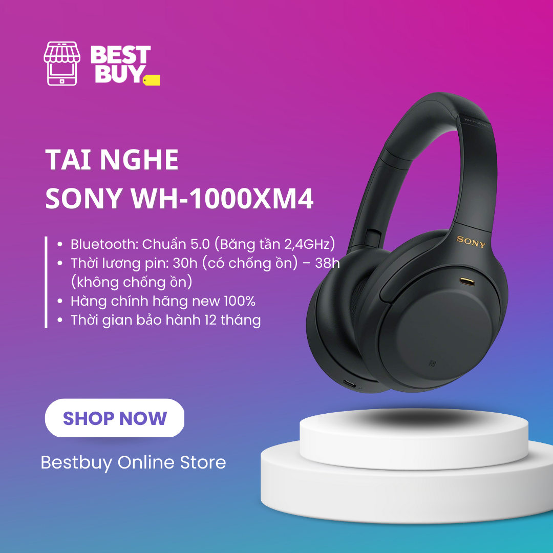 Tai nghe bluetooth chụp tai sony wh-1000xm4 hi-res noise canceling| hàng chính hãng