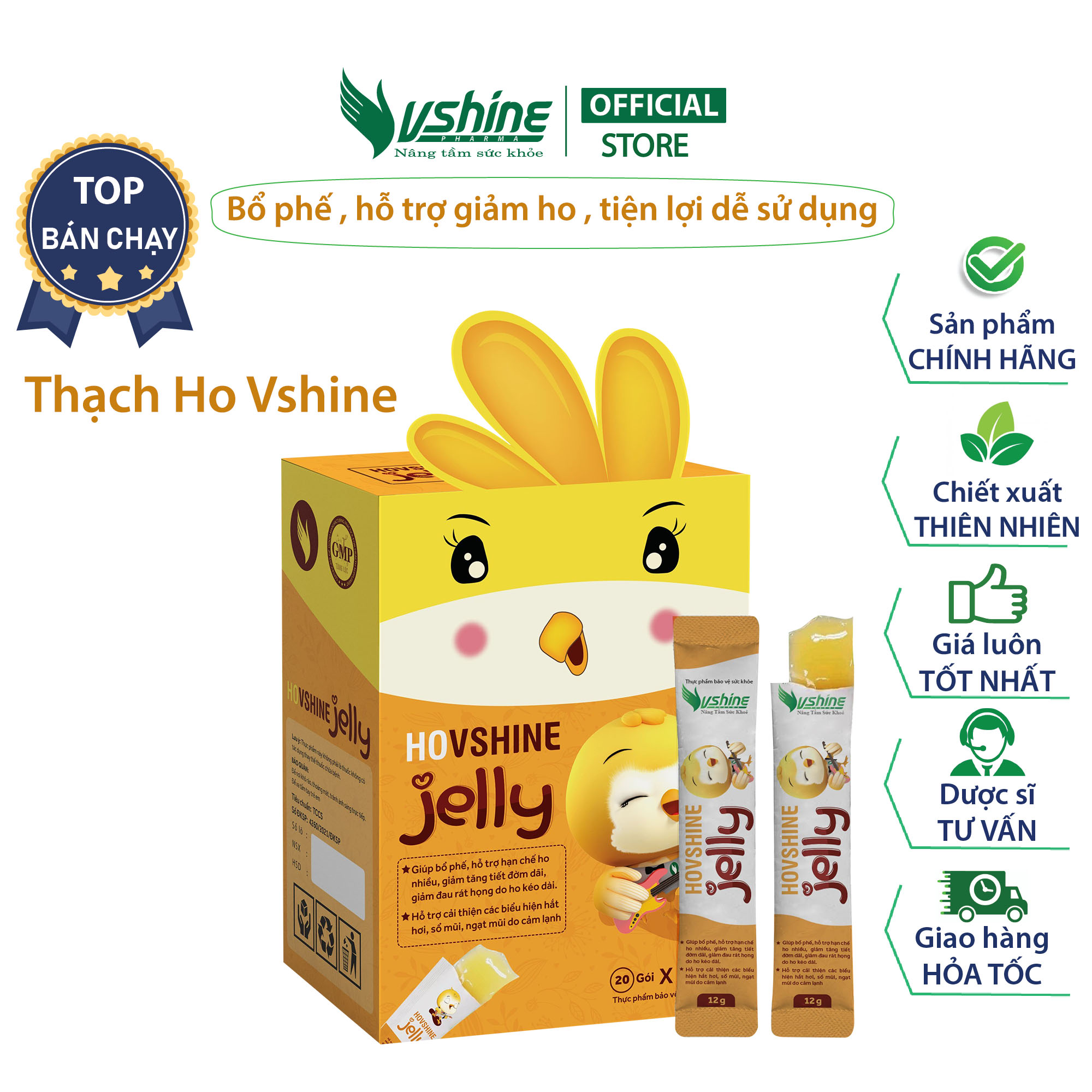 Thạch HoVShine Jelly - Giúp giảm ho, long đờm, bổ phế