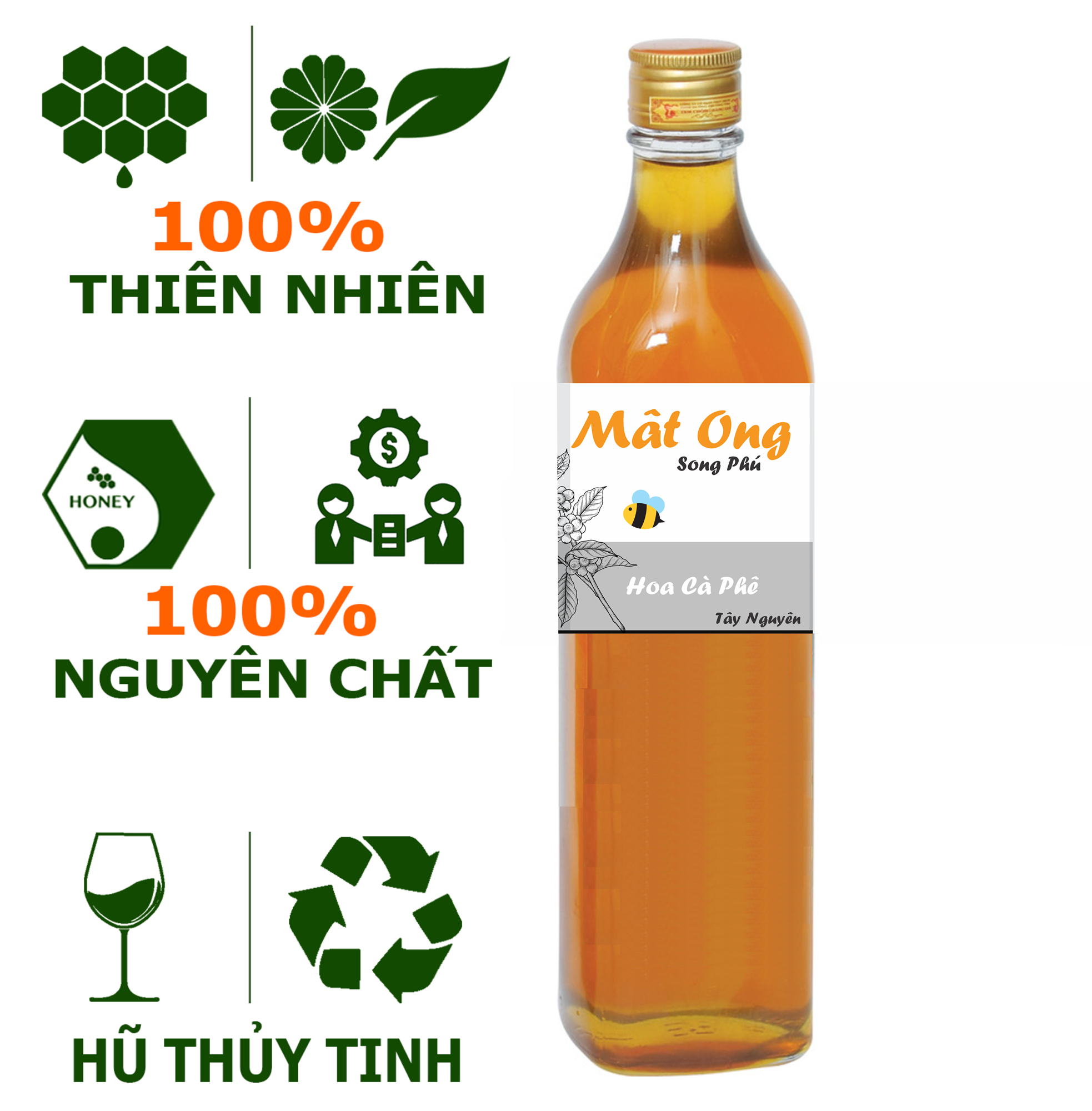 Mật ong hoa cà phê song phú nguyên chất 500ml/1000ml - nông sản tây nguyên