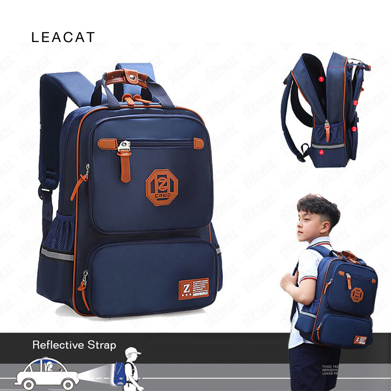 Leacat Cặp Sách Tiểu Học Cho Trẻ Em Ba Lô Ni Lông Chống Thấm Nước Phong Cách Nước Anh Ba Lô Đi Học Cặp Sách Bé Trai Và Bé Gái