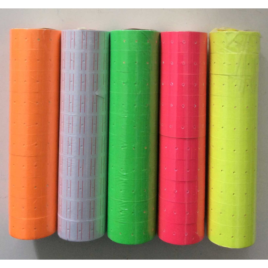 [HCM]Băng keo giấy dán giá tiền đủ màu được dùng để ghi giá tiền hoặc kết hợp với Máy bấm giá để in giá sản phẩm có thể ghi giá trực tiếp vào tem giá hoặc dùng máy bắn