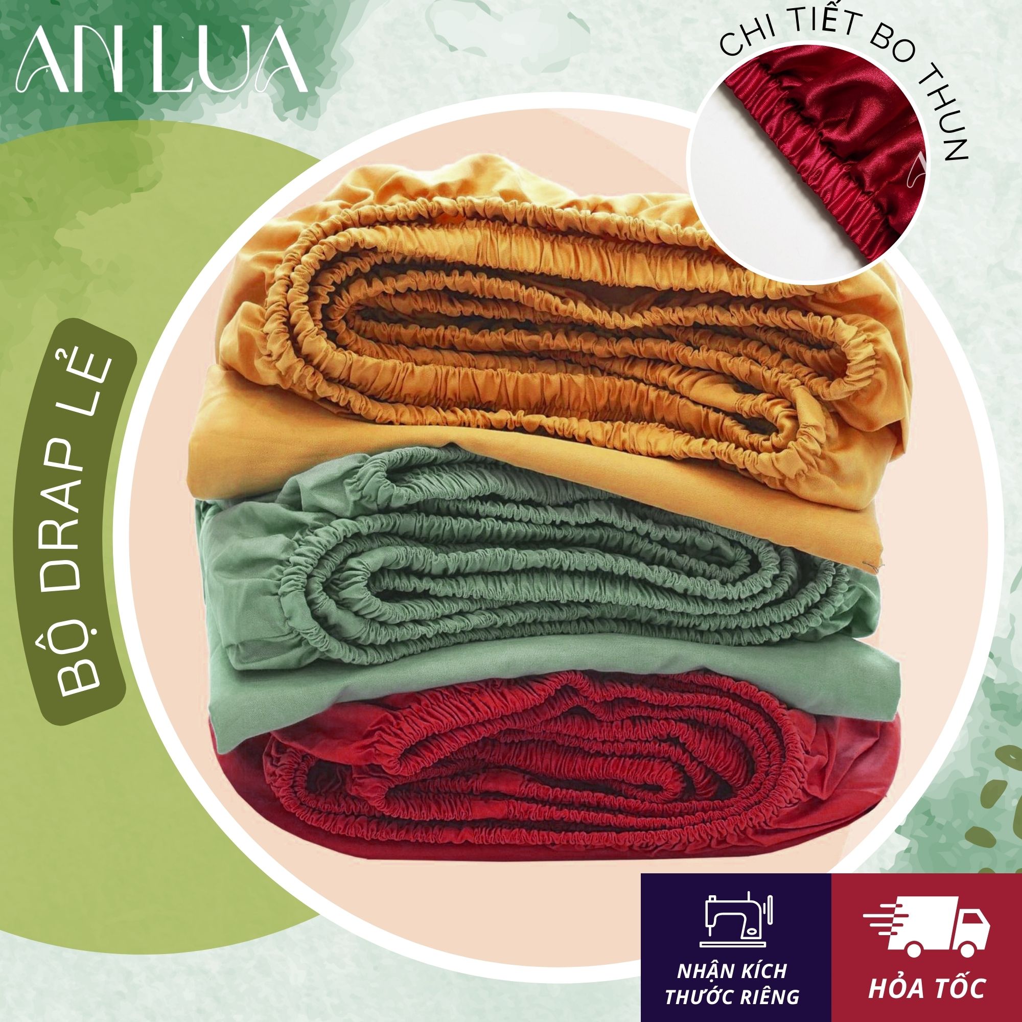 Ga giường vải lụa phi satin trơn màu, drap bo chun bọc đệm mát lạnh