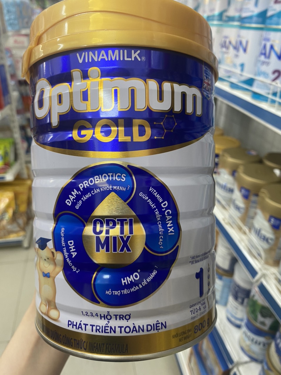 Sữa bột Optimum Gold số 1 lon 800g cho trẻ từ 0 - 6 tháng