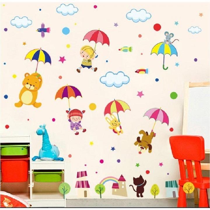 Decal dán tường thú thả dù