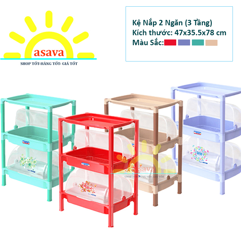 Kệ Đựng Chén Có Nắp Đậy 2 Ngăn (3 Tầng) Nhựa Duy Tân- Chống Bụi Bẩn, Gọn Đẹp,Tiện Dụng- Gia Dụng Asava