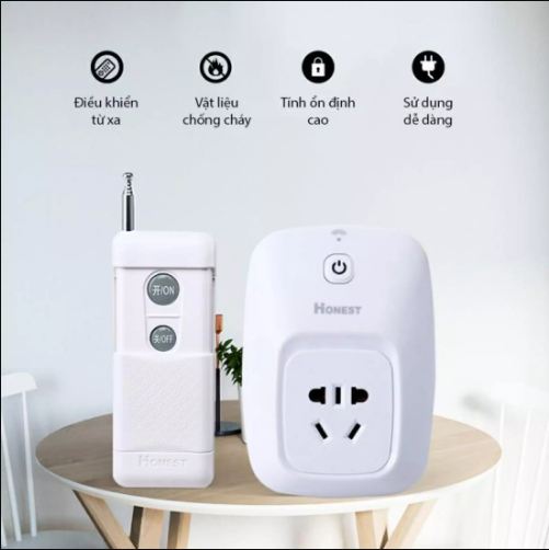 Ổ cắm điều khiển từ xa honest ht-6805w công suất lớn 30a/220v khoảng cách 1000m