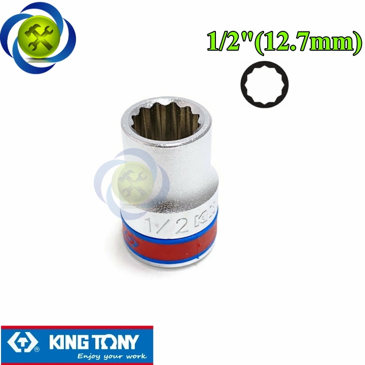 Tuýp 1/2 hệ icnh 1/2 kingtony 433016s loại ngắn 12 cạnh màu trắng 12.7mm