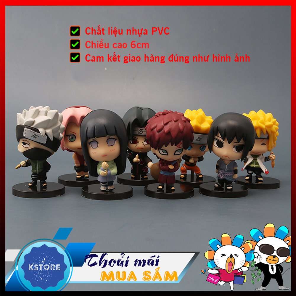 Mô hình chipi naruto - Bộ 8 mô hình nhân vật naruto cao 6cm