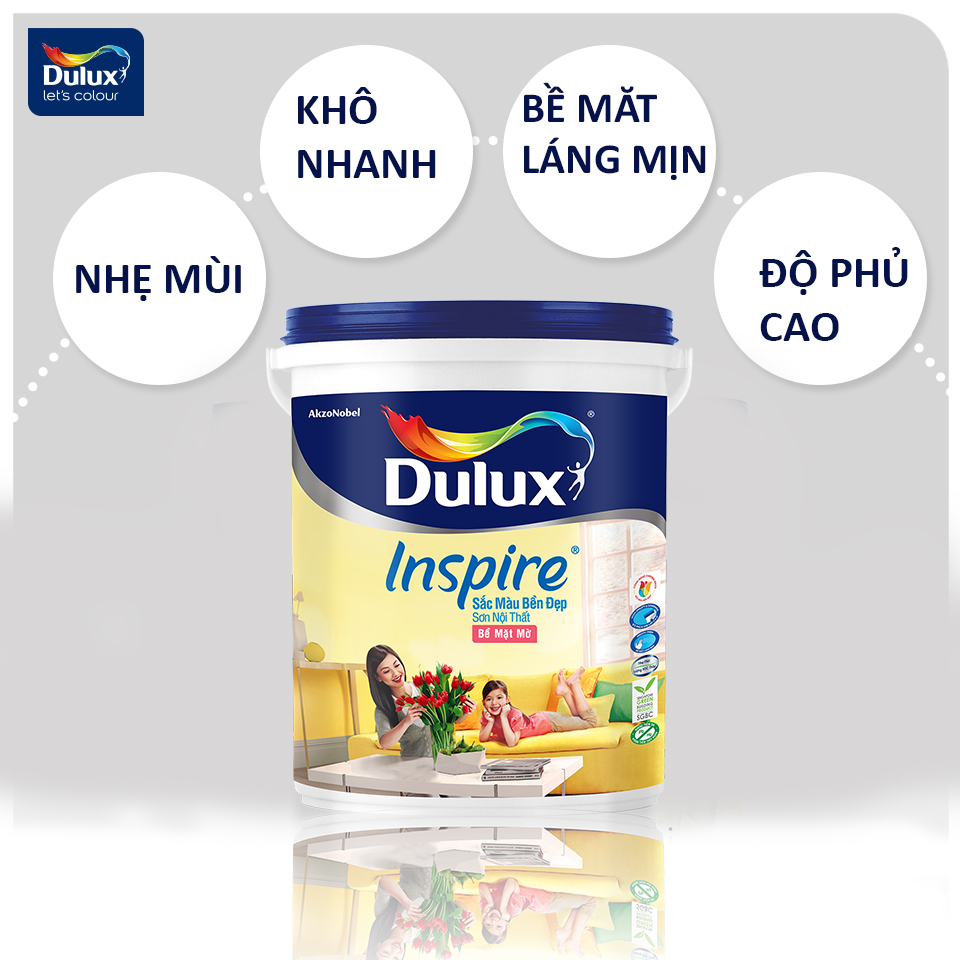  Sơn nước trong nhà cao cấp Dulux Inspire màu sắc bền đẹp thùng 15L 