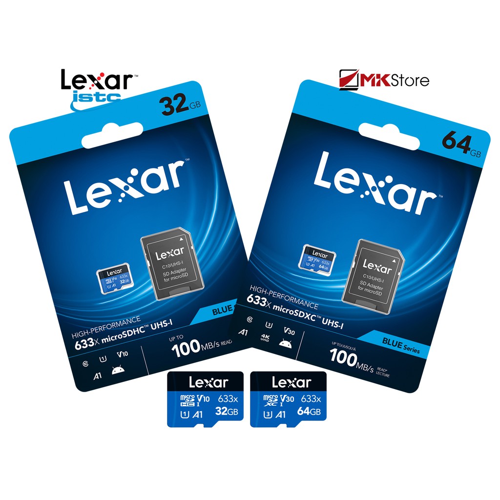 Thẻ nhớ MicroSD 32GB, 64GB, 128GB Lexar class 10 UHS-I, tốc độ 80MB/s - Gắn Camera, Máy quay, Cam hành trình, Máy tính bảng, Điện thoại, Máy nghe nhạc, Máy ảnh, Flycam ...