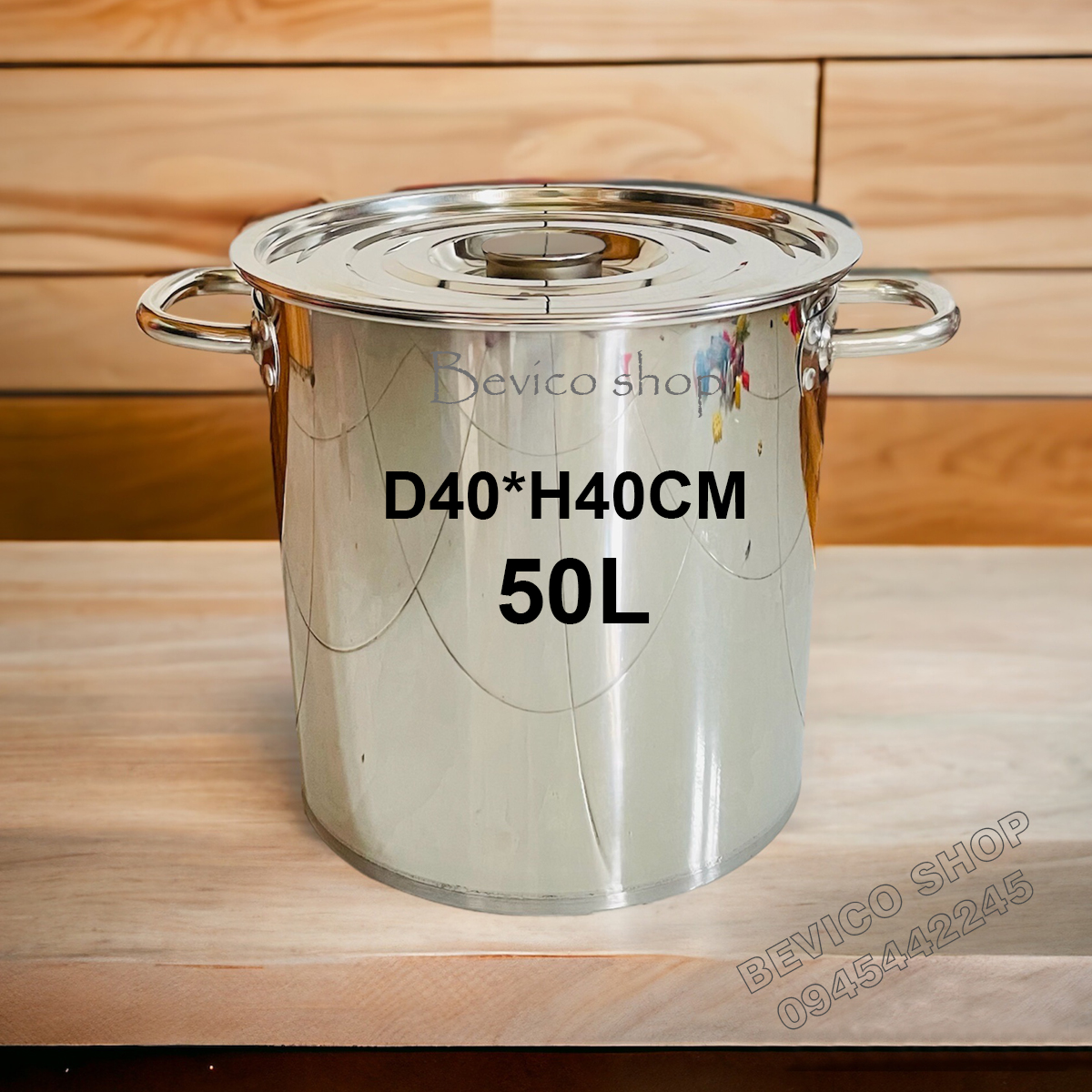 Nồi súp inox 50 lít | đk 40 x cao 40cm | hầm xương, nấu súp, luộc bánh chưng...