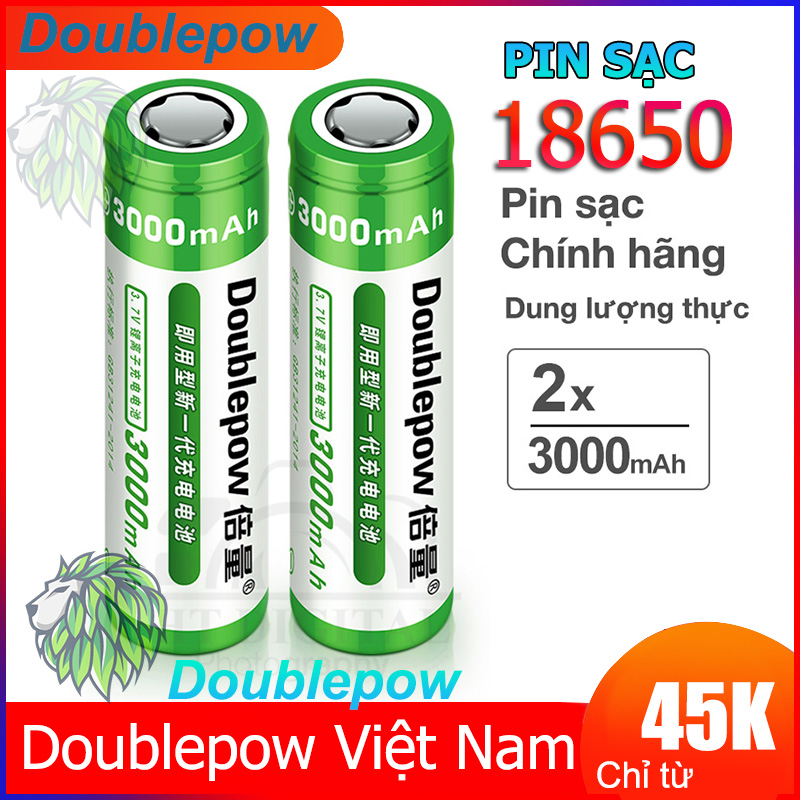 Pin sạc Doublepow 18650 3.7V 3000mah (Đầu Bằng) - Pin xe điện, máy khoan, nguồn dự phòng, thiế bị y tế, quạt cầm tay, loa Bluetooth