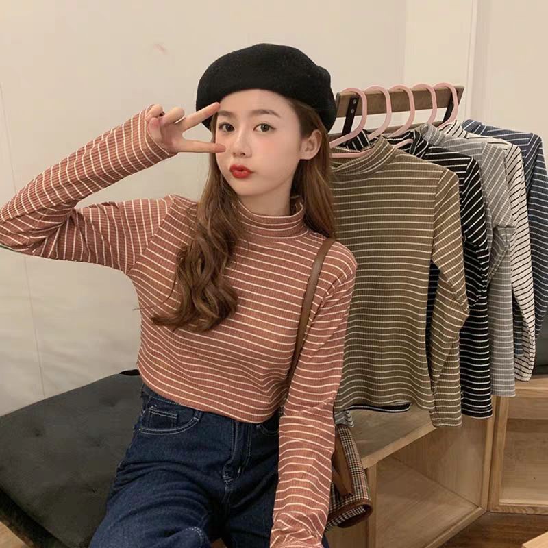 Áo giữ nhiệt len tăm KẺ cổ 3 phân