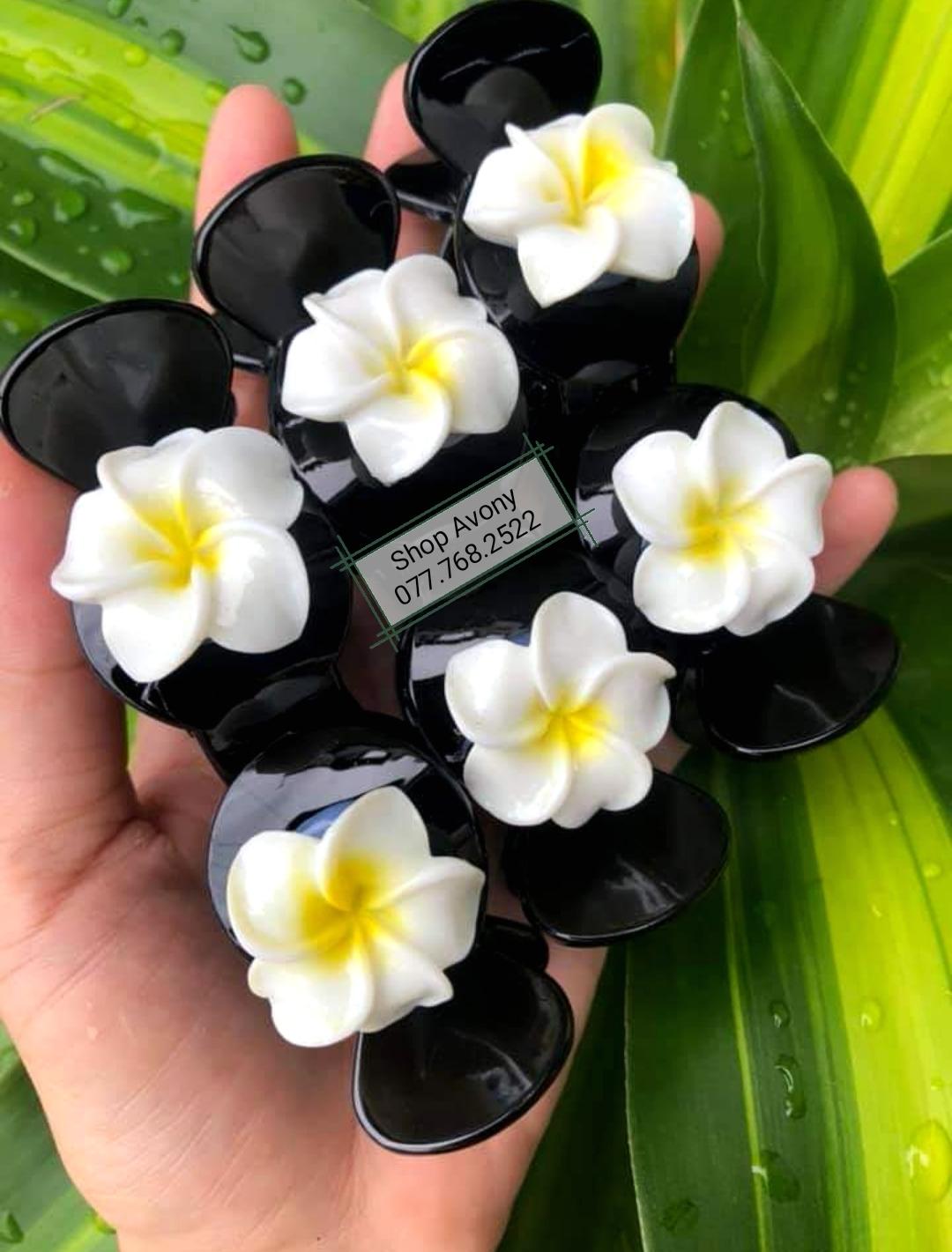 [HCM]Kẹp tóc càng cua 3 răng tròn đính hoa sứ