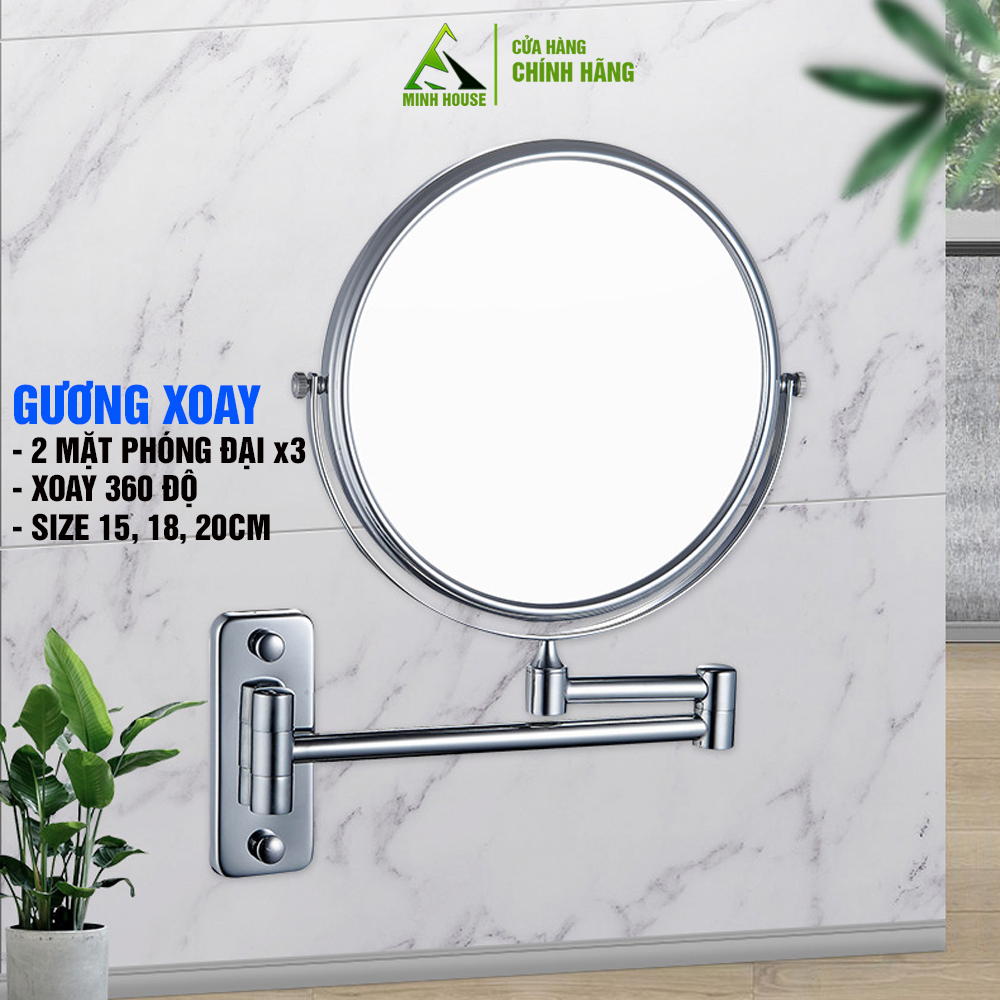 Gương xoay phóng đại 360 độ treo tường treo phòng tắm phòng ngủ Khách sạn resort  Minh House