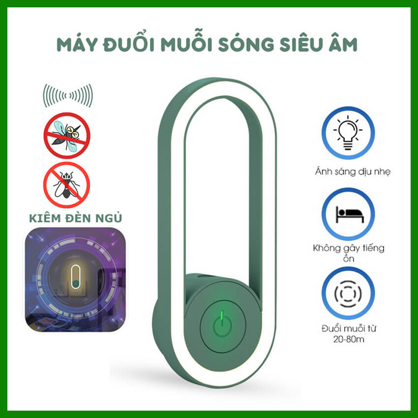 Máy Đuổi Muỗi Tích Hợp Đèn Ngủ Bằng Sóng Siêu Âm, An Toàn Tuyệt Đối Cho Người Sử Dụng Và Cả Trẻ Nhỏ, Không Gây Ồn, Đèn Đuổi Muỗi Đuổi Côn Trùng