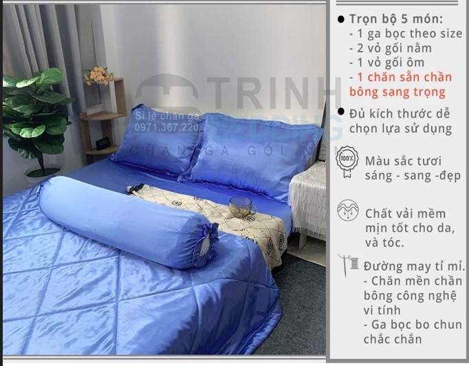 Bộ ga gối mền phi lụa 1m2x2m 1m4x2m đặt hàng