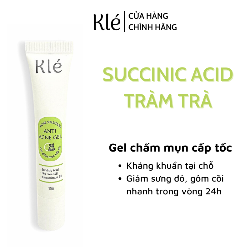 Gel chấm mụn Kle 15gr giúp giảm sưng đỏ, khô cồi, ngừa thâm sẹo ngăn mụn bọc, mụn li ti, mụn ẩn.