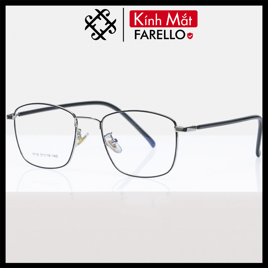 Gọng kính cận FARELLO chất liệu kim loại phụ kiện thời trang nam nữ 8818 nhiều màu