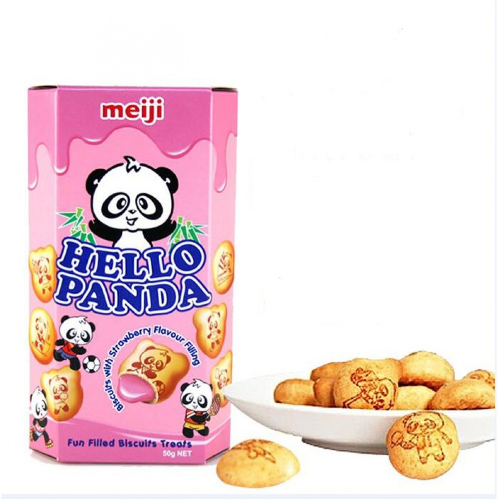 Combo 10 Hộp Bánh Gấu Kem Meiji Hello Panda 50gr Vị Dâu