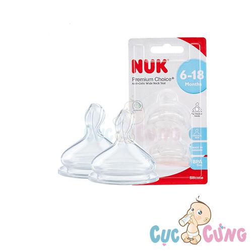 Ty bình sữa nuk cổ rộng silicone size 2s - 2 cái/vỹ nu66058 - num vu thay binh sua