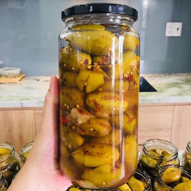 COMBO 3 HŨ THUỶ TINH TRÒN 1000ML ĐỰNG TRÀ ĐÀO, NGÂM CÓC, SẤU, CÀ