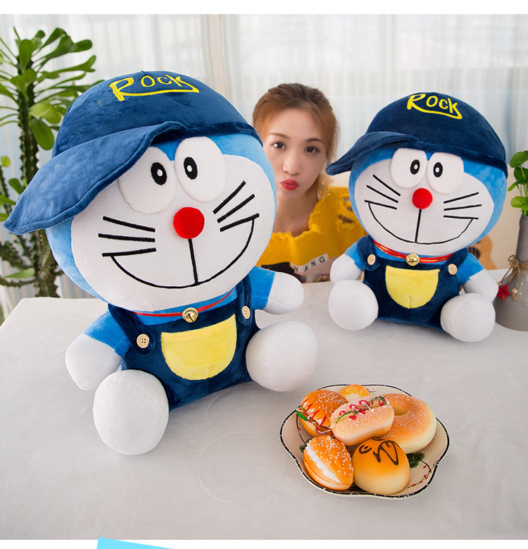 Gấu bông doremon đội mũ chất liệu vải nhung cao cấp mềm mại, co dãn, đáng yêu nghộ nghĩnh