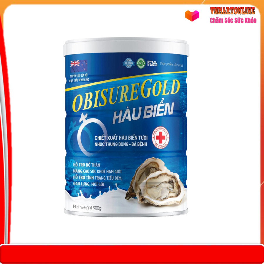 Hộp 900g sữa bột obisure gold hàu biển chiết xuất hàu biển tươi, nhục thung dung, hỗ trợ bổ thận, giảm tình trạng tiểu đêm, đau lưng, mỏi gối - vnmart online