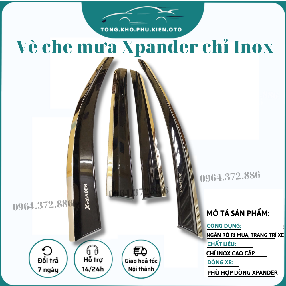 Vè Che Mưa Xe Xpander 2019-2023, 2024 Mẫu Chỉ Inox cao cấp nhất thị trường