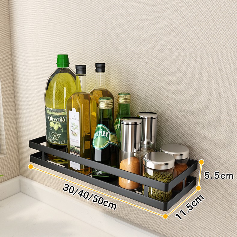 (GIÁ CỰC SỐC) KỆ GIA VỊ ĐEN DÁN TƯỜNG GẠCH MEN KỆ ĐỂ ĐỒ KHÔNG CẦN KHOAN VÍT - KỆ ĐA CHỨC NĂNG DÁN TƯỜNG THÉP SƠN TĨNH ĐIỆN