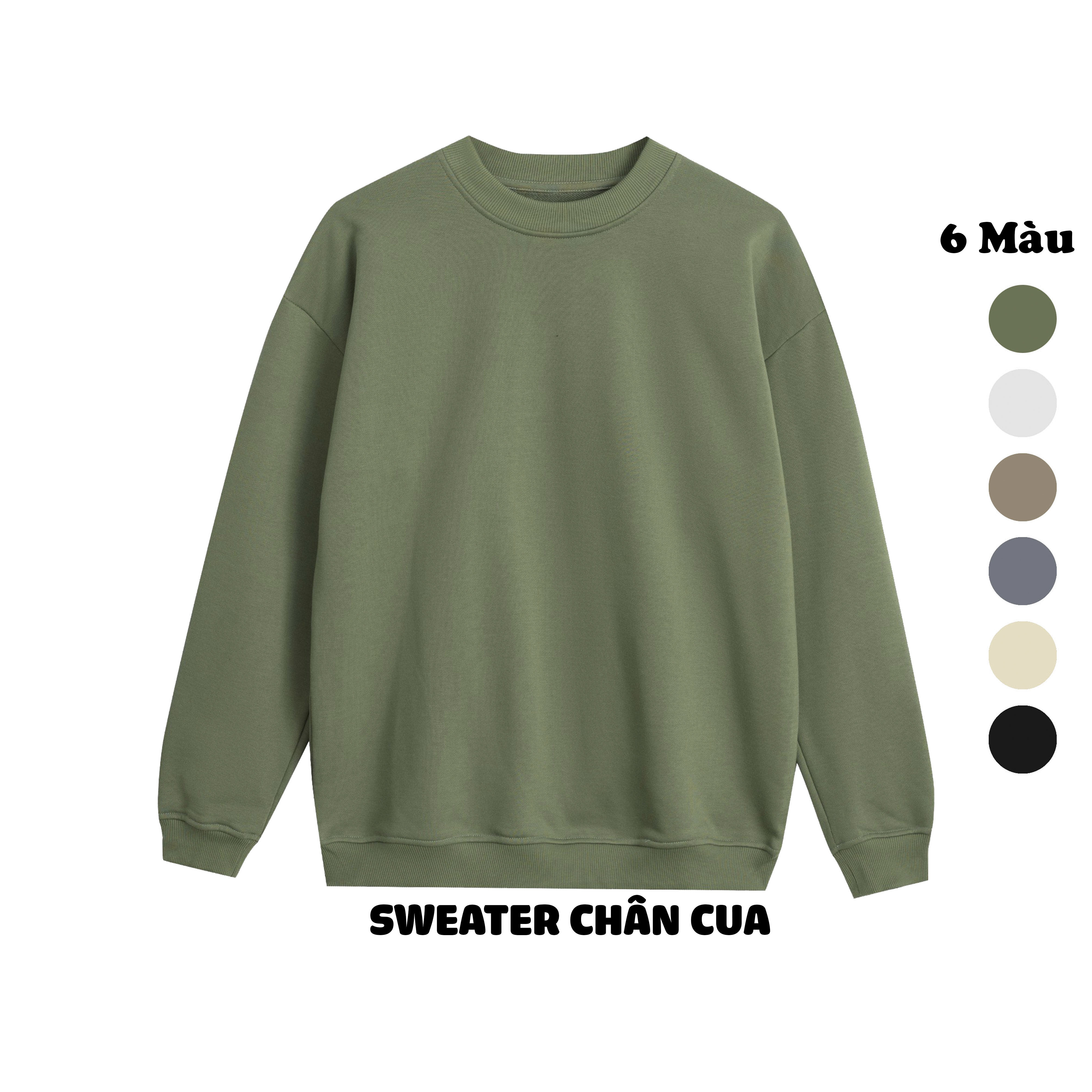 Áo sweater unisex trơn chất liệu nỉ chân cua cao cấp