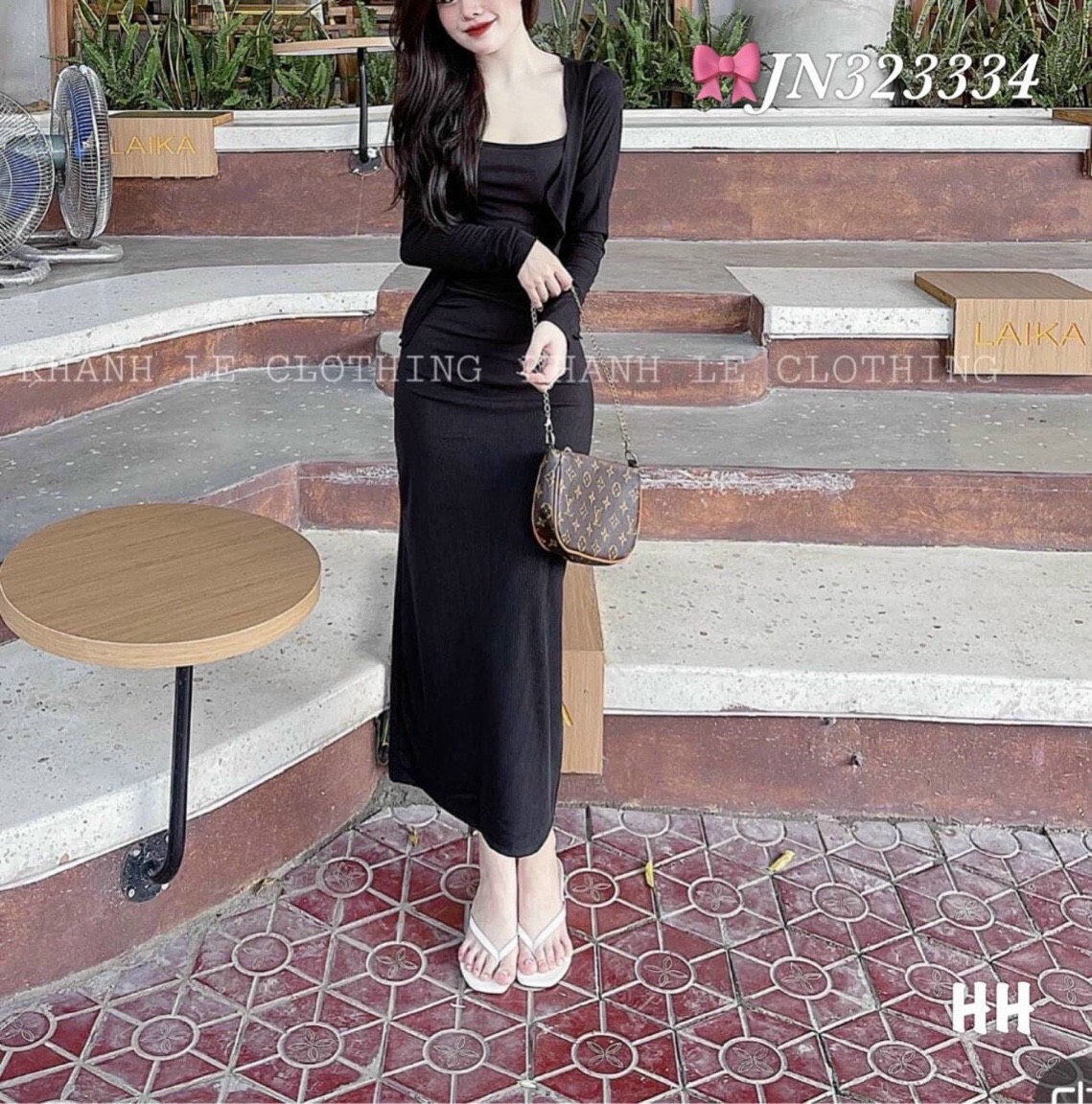 Set đầm body hai dây dáng suông kèm áo khoác ngoài