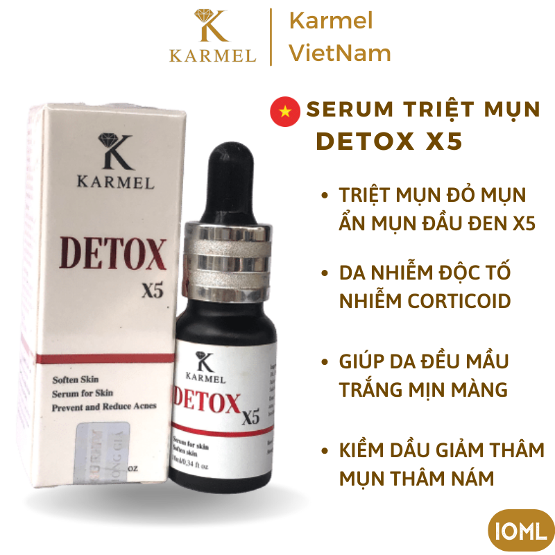 Kamel Serum Detox Acnes X5 - Loại bỏ Mụn, da sần vỏ cam, mờ thâm nám, thu nhỏ lỗ chân lông, trắng sáng