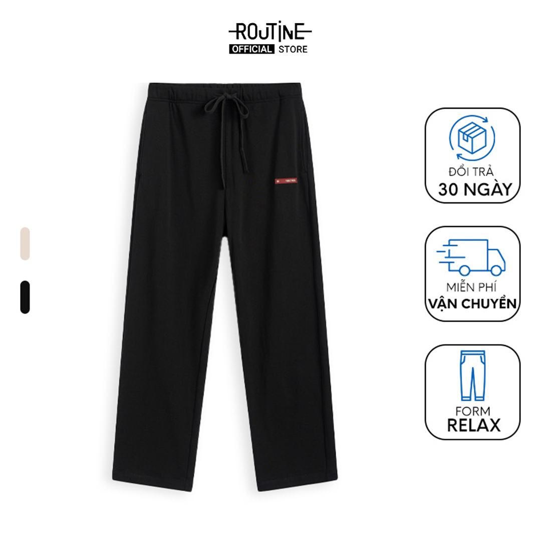 Quần Sweatpants Unisex Nỉ Cột Dây Ống Rộng Trơn Form Relax - Routine 10F23PKNU002