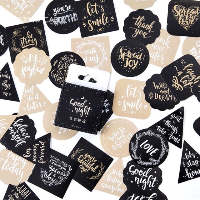 Set 45 miếng dán trang trí chữ tiếng Anh DIY
