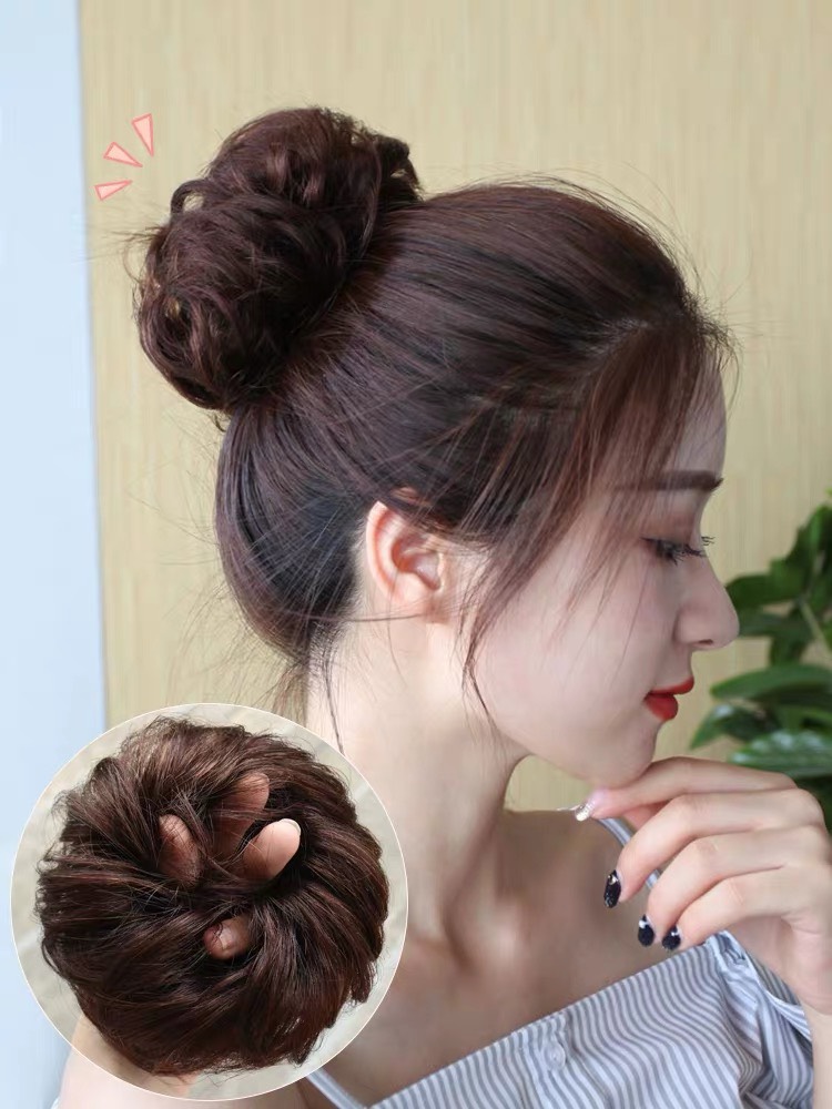 Tóc giả nữ búi cột xoăn, tóc búi rối, tóc búi xoăn