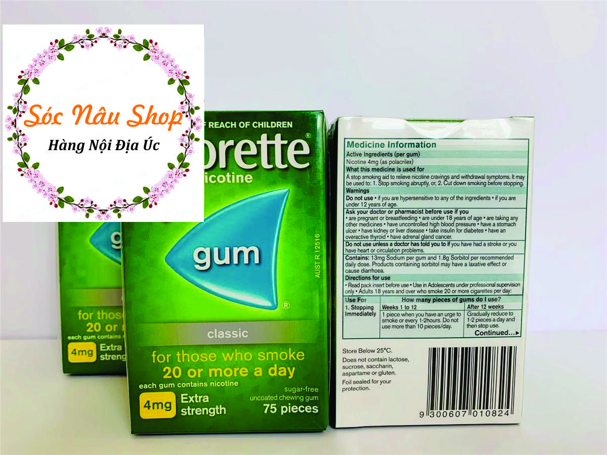 Kẹo cai T.H.U.O.C lá Nicorette Gum 75 viên 4mg Classic